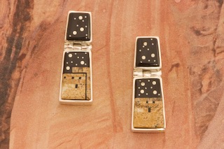 Calvin Begay Starry Night in the Pueblo Sterling Silver Navajo Earrings